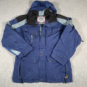 Vintage Hard Corps Jacket Mens 42 Blue Hooded GORE-TEX Ski Parka Waterproof 90s